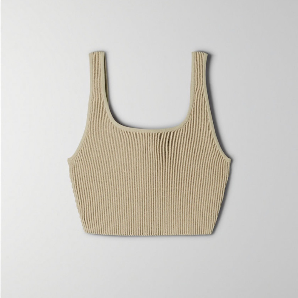 Babaton Aritzia Sculpt Knit Tank in Sierra Beige